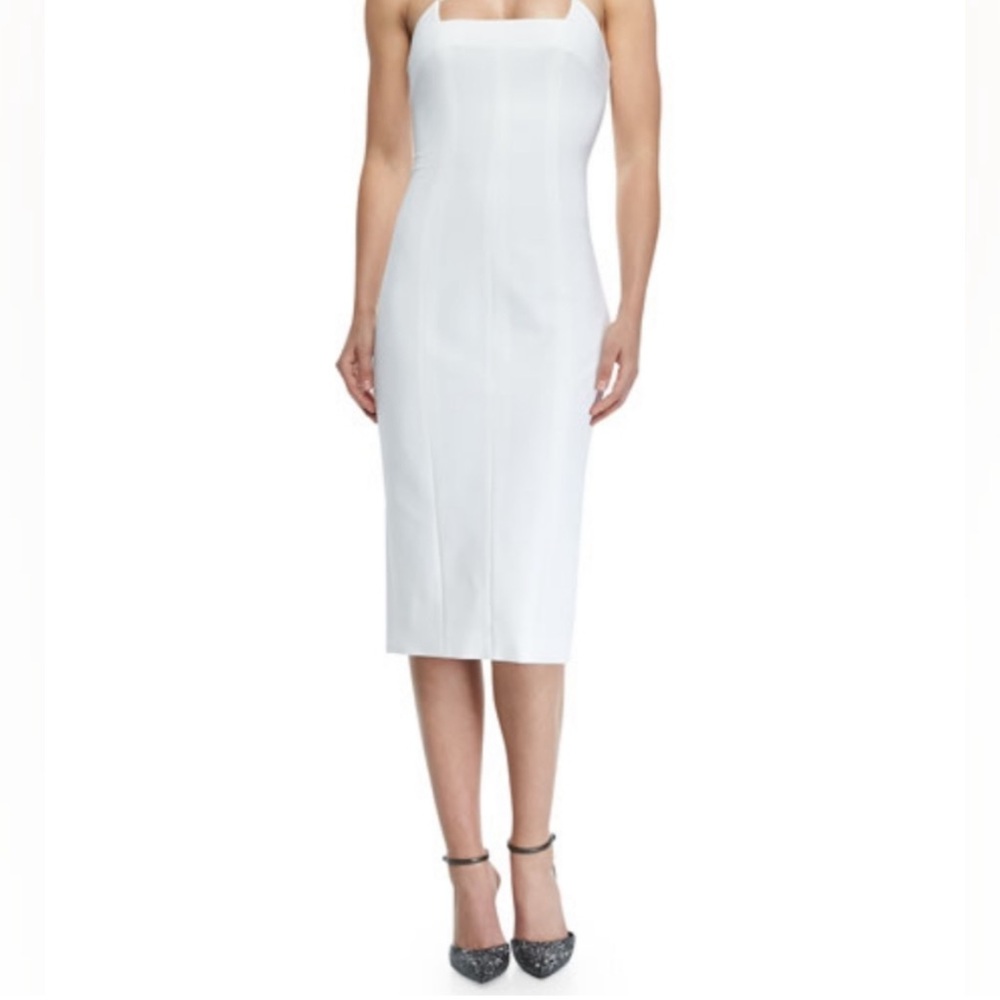 CUSHNIE ET OCHS ELITE IVORY WHITE SLEEVELESS BODYCON KNIT DESIGNER DRESS M